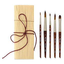 Raphaël x Monet Mini Watercolor Brush Set, bamboo travel roll with brushes