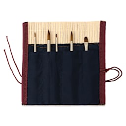 Raphaël x Monet Mini Watercolor Brush Set, brushes in bamboo travel roll