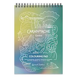 Caran d’Ache Claim Your Style Coloring Pad - 20 Sheets, Assorted Colors, front of pad