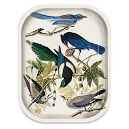Curious Prints Vintage Metal Tray - 5" x 7", Audubon Magpie Jays, front