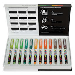 Karin Pigment Decobrush Markers - Nature Colors, Set of 12 (box open with markers)