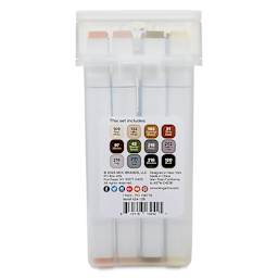 Kingart Pro Double-Ended Art Alcohol Markers - Neutral Palette, Set of 12, back of the packaging