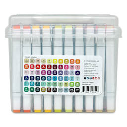 Kingart Pro Double-Ended Art Alcohol Markers - Assorted, Set of 60 (back of package)