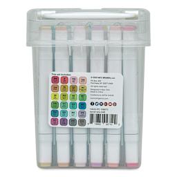 Kingart Pro Double-Ended Art Alcohol Markers - Pastel, Set of 24 (back of package)