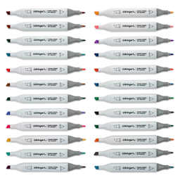 Kingart Pro Double-Ended Art Alcohol Markers - Pastel, Set of 24 (markers with caps off)
