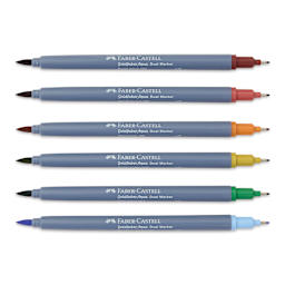 Faber-Castell Goldfaber Aqua Dual Markers - Tuscany, Set of 6 (markers with caps off)