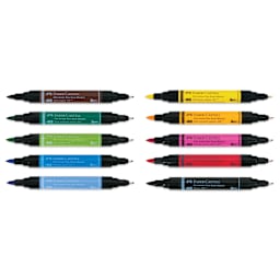 Faber-Castell Pitt Artist Pen Dual Tip Markers - Set of 10 with caps off