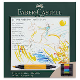 Faber-Castell Pitt Artist Pen Dual Tip Markers - Set of 10 front of package