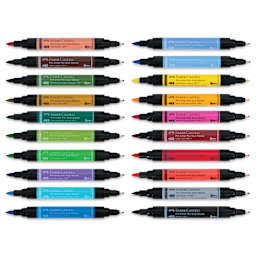Faber-Castell Pitt Artist Pen Dual Tip Markers - Set of 20 with caps off