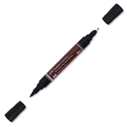 Faber-Castell Pitt Artist Pen Dual Tip Marker - Dark Sepia 175 with lids removed