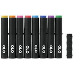 Olo Brush Dual-Tip Markers - Set of 8, Basic, caps on
