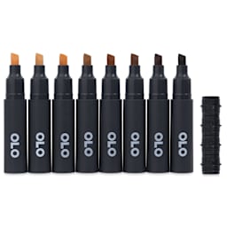 Olo Chisel Dual-Tip Markers - Set of 8, Portrait, caps off