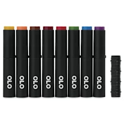 Olo Brush Dual-Tip Markers - Set of 8, Comic, caps on