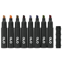 Olo Chisel Dual-Tip Markers - Set of 8, Architecture, caps off