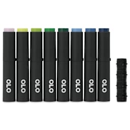 Olo Chisel Dual-Tip Markers - Set of 8, Landscape, caps on