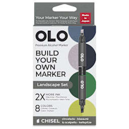 Olo Chisel Dual-Tip Markers - Set of 8, Landscape, front of the packaging