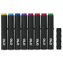 Olo Chisel Dual-Tip Markers - Set of 8, Vibrant, caps on