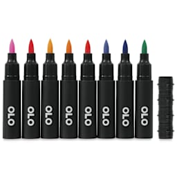 Olo Brush Dual-Tip Markers - Set of 8, Manga 1, cap off