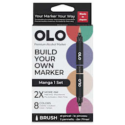 Olo Brush Dual-Tip Markers - Set of 8, Manga 1, front of the packaging