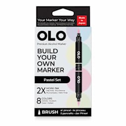 Olo Brush Dual-Tip Markers - Set of 8, Pastel, front of packaging