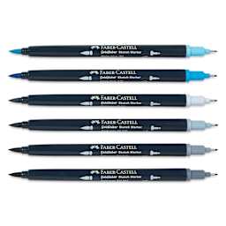 Faber-Castell Goldfaber Sketch Dual-Tip Markers - Production Design, Set of 6, caps off