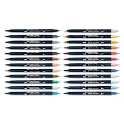 Faber-Castell Goldfaber Sketch Dual-Tip Markers - Assorted Colors, Set of 24, caps off