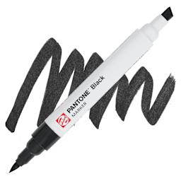 Pantone Dual Tip Marker - Black, swatch and marker
