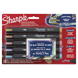 Sharpie Creative Acrylic Markers - Set of 5, Earth Tones Celestial Skies, Bullet Tip front of packaging