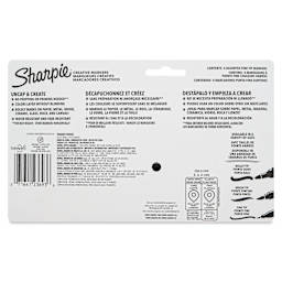 Sharpie Creative Acrylic Markers - Set of 4, Metallic Colors, Fine Tip, back of packaging