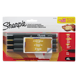 Sharpie Creative Acrylic Markers - Set of 4, Metallic Colors, Fine Tip, front of packaging