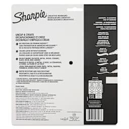 Sharpie Creative Acrylic Markers - Set of 10, Metallic Colors, Fine Tip, back of packaging
