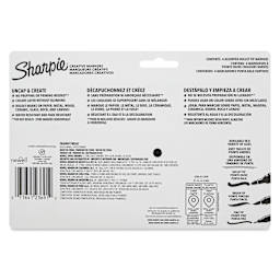 Sharpie Creative Acrylic Markers - Set of 4, Metallic Colors, Bullet Tip, back of packaging