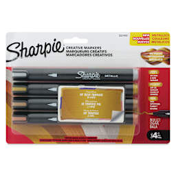 Sharpie Creative Acrylic Markers - Set of 4, Metallic Colors, Bullet Tip, front of packaging