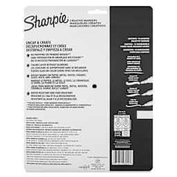 Sharpie Creative Acrylic Markers - Set of 10, Metallic Colors, Bullet Tip, back of packaging
