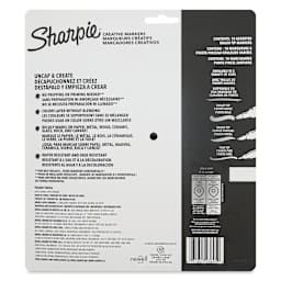 Sharpie Creative Acrylic Markers - Set of 10, Metallic Colors, Brush Tip, back of packaging