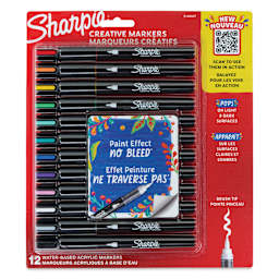 Sharpie Creative Acrylic Markers - Set of 12, Brush Tip front of the packaging