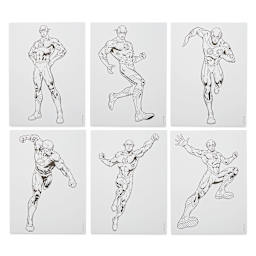 Spectrum Noir DC Heroes and Villains Pro Fan Art Markers - Flash, six line art sheets