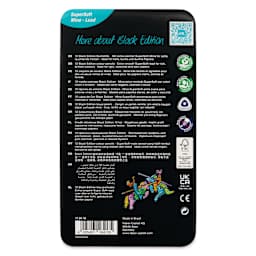 Faber-Castell Black Edition Colored Pencils - Assorted Colors, Tin Set of 12, back of the packaging