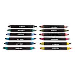 Molotow Sketcher Twin Graphic Markers - Main Kit 3, markers laid out