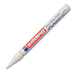 Edding Gloss Paint Marker - White, Round Nib, 1-2 mm, cap off