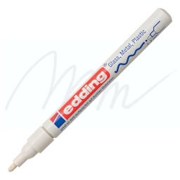 Edding Gloss Paint Marker - White, Round Nib, 1-2 mm, swatch and marker