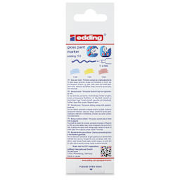 Edding Gloss Paint Markers - Pastel Colors, Set of 3, Round Nib, 1-2 mm, back of the pack
