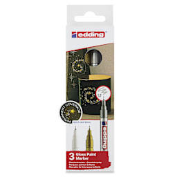 Edding Gloss Paint Markers - Metallic Colors, Set of 3, Round Nib, 0.8 mm, front of the pack