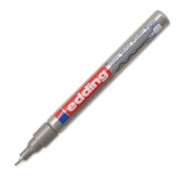 Edding Gloss Paint Marker - Silver, Round Nib, 0.8 mm, cap off