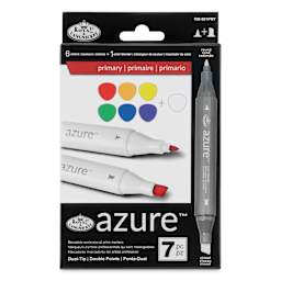 Royal & Langnickel Azure Dual Tip Markers - Set of 7, Primary Colors, back oft he packaging