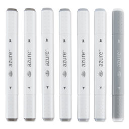 Royal & Langnickel Azure Dual Tip Markers - Set of 7, Warm Gray Colors, markers laid out