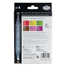 Royal & Langnickel Azure Dual Tip Markers - Set of 7, Botanic Colors, back of the packaging