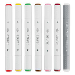 Royal & Langnickel Azure Dual Tip Markers - Set of 7, Botanic Colors, markers laid out