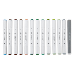 Royal & Langnickel Azure Dual Tip Markers - Set of 13, Forest Colors, markers laid out