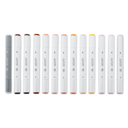 Royal & Langnickel Azure Dual Tip Markers - Set of 13, Complexion Colors, markers laid out
